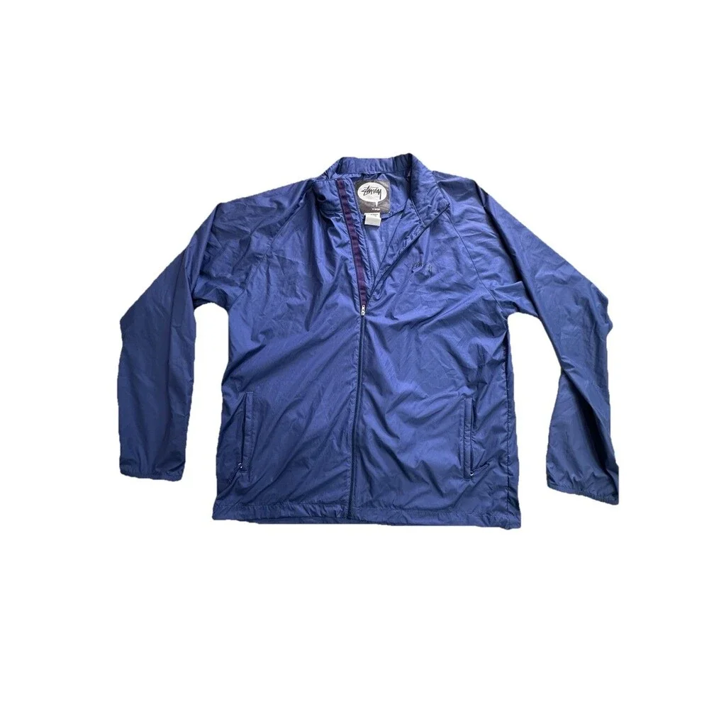 Vintage 90s Stussy Windbreaker Jacket Rare Size XL Navy - Picture 2 of 3